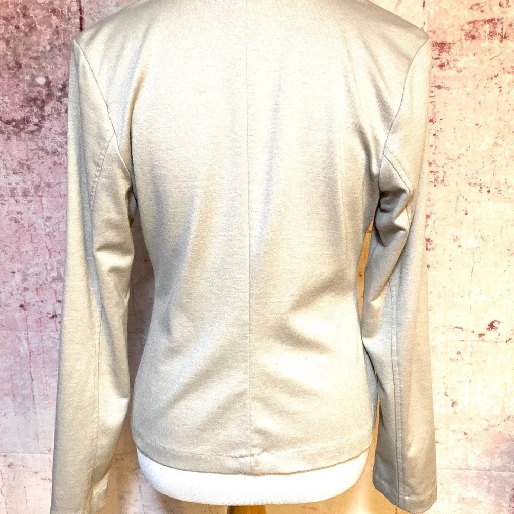 Body Central Womens Khaki Beige Double Breasted Knit Blazer Jacket‎ Size M 5040